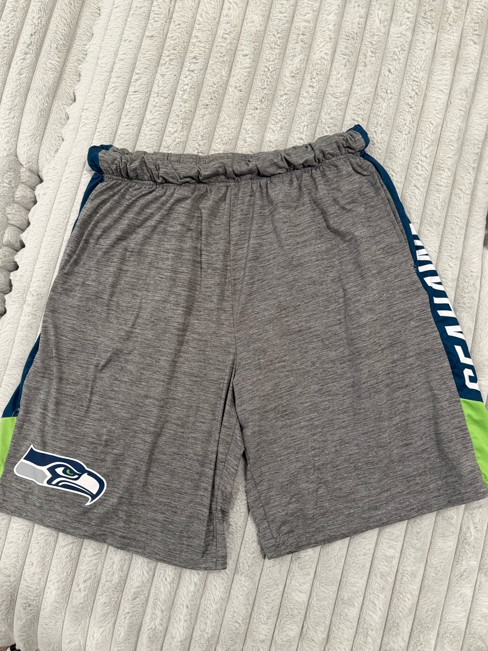 Seattle Seahawks Men's Gray Athletic Shorts with Navy & Lime Accents